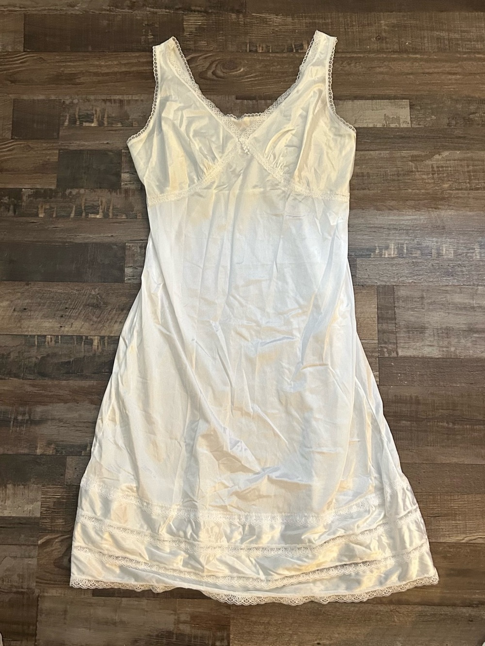 Sears Women’s White Nylon Full Slip Size 38 Regular Lace Trim Solid MPN 84474